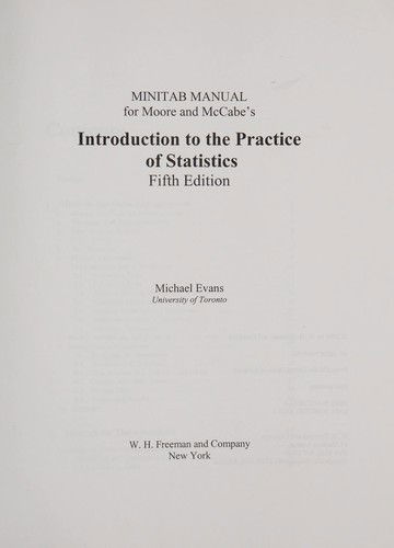 Cover for David S. Moore · Introduction to the Practice of Statistics Minitab Manual (Paperback Book) [5th edition] (2005)