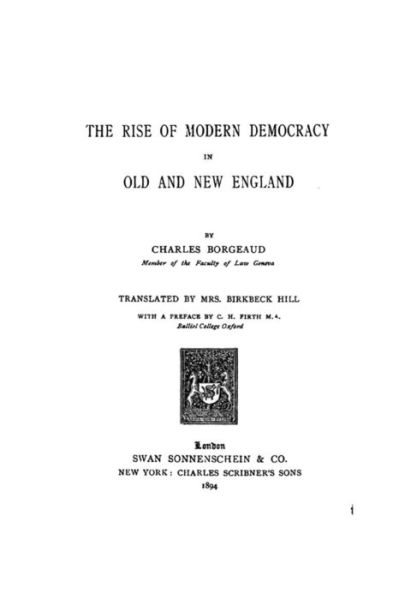 Cover for Charles Borgeaud · The Rise of Modern Democracy in Old and New England (Paperback Book) (2016)