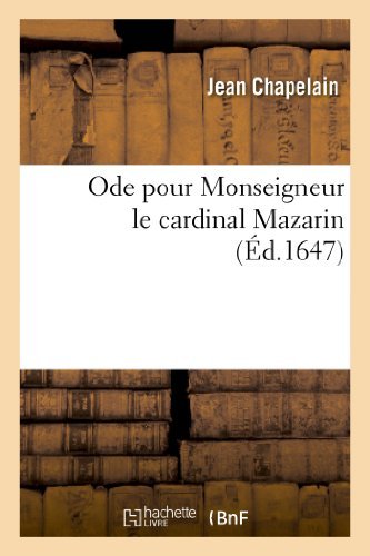 Cover for Chapelain-j · Ode Pour Monseigneur Le Cardinal Mazarin. (Pocketbok) (2013)