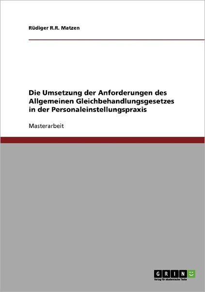 Cover for Matzen · Die Umsetzung der Anforderungen (Book) [German edition] (2008)