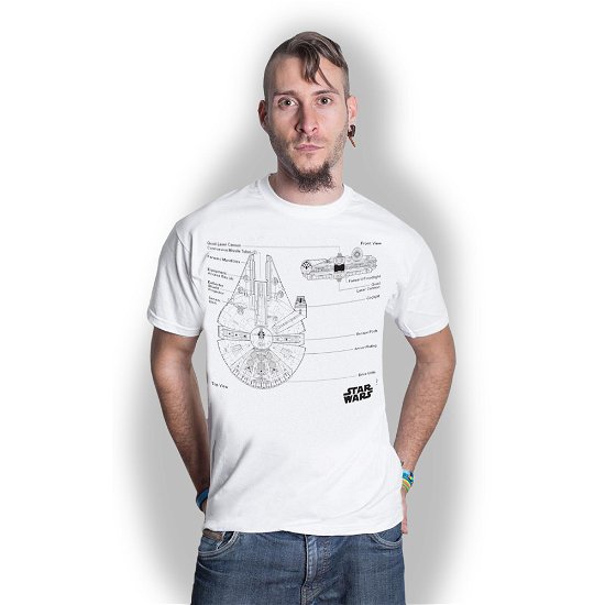 Star Wars Unisex T-Shirt: Millennium Falcon - Star Wars - Merchandise - Bravado - 5055979906612 - June 29, 2015