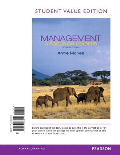 Cover for Annie Mckee · Management: a Focus on Leaders, Student Value Edition (2nd Edition) (Loose-leaf) (2012)