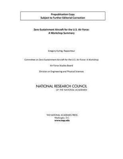 Cover for National Research Council · Zero-Sustainment Aircraft for the U.S. Air Force: A Workshop Summary (Paperback Book) (2013)