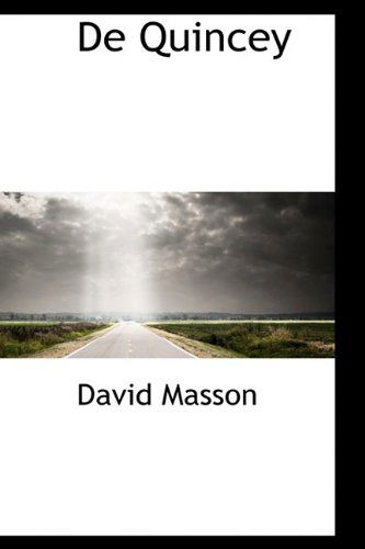 Cover for David Masson · De Quincey (Hardcover Book) (2009)