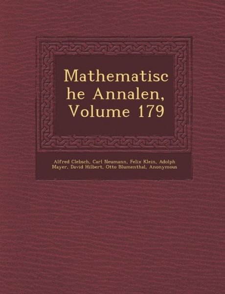 Cover for Felix Klein · Mathematische Annalen, Volume 179 (Paperback Book) (2012)