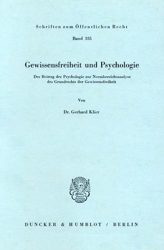 Cover for Klier · Gewissensfreiheit und Psychologie (Book) (1977)