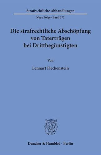 Cover for Fleckenstein · Die strafrechtliche Abschö (Bog) (2017)