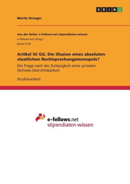 Cover for Groeger · Artikel 92 GG. Die Illusion ein (Book)