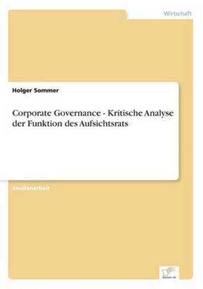 Cover for Sommer · Corporate Governance - Kritische (Book) (2016)