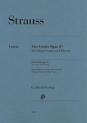 Four Songs op. 27 for Voice and Piano - Richard Strauss - Boeken - Henle, G. Verlag - 9790201814612 - 9 november 2021