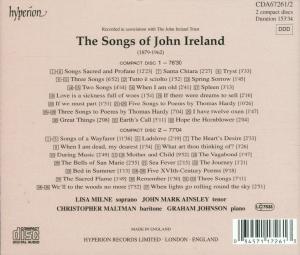 Songs Of John Ireland - J. Ireland - Musik - HYPERION - 0034571172613 - 7 juli 1999