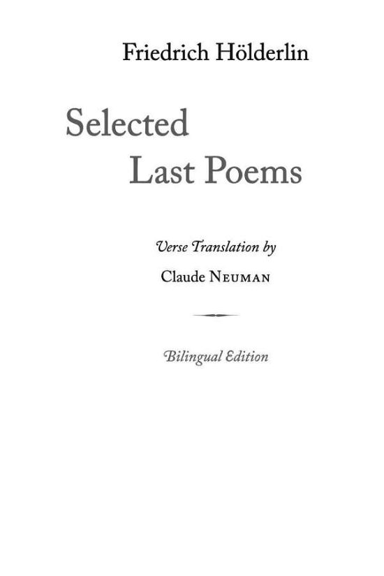 Cover for Friedrich Hölderlin · Selected Last Poems (Paperback Bog) (2019)