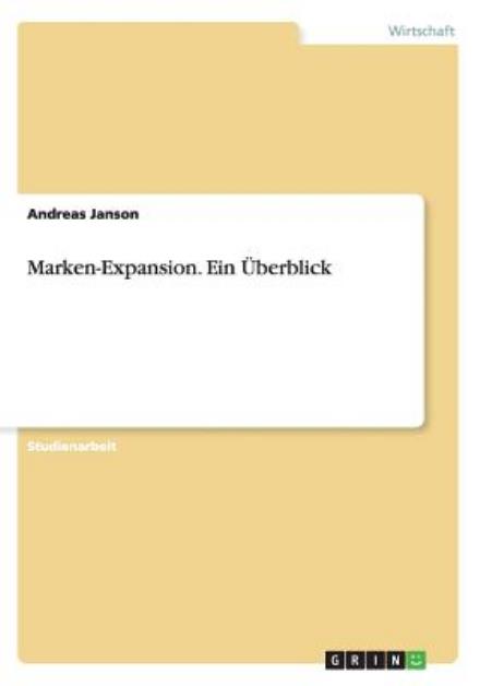 Cover for Andreas Janson · Marken-Expansion. Ein UEberblick (Paperback Book) [German edition] (2013)