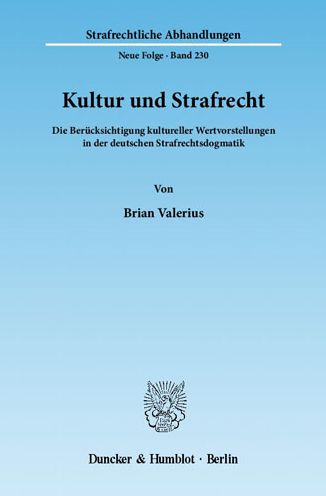 Cover for Valerius · Kultur und Strafrecht. (Book) (2011)