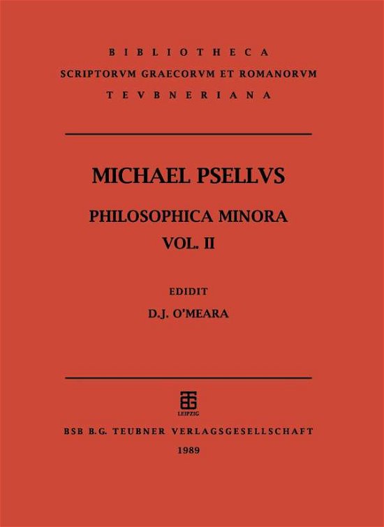Cover for Michael Psellus · Opuscula psychologica, theologica, daem (Bok) (1989)