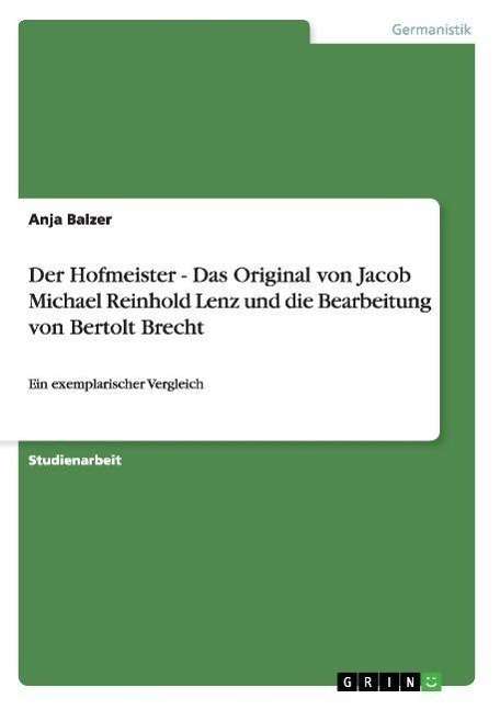 Cover for Balzer · Der Hofmeister - Das Original vo (Book) [German edition] (2007)