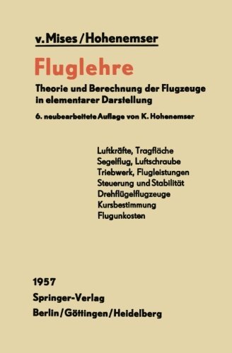 Cover for R V Mises · Fluglehre: Theorie Und Berechnung Der Flugzeuge in Elementarer Darstellung (Pocketbok) [6th 6. Aufl. 1957. Softcover Reprint of the Origin edition] (2012)
