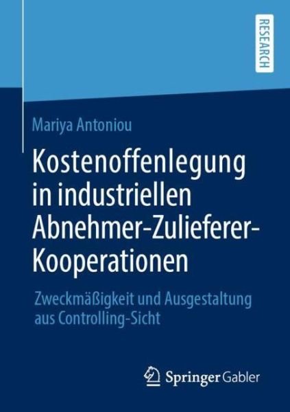 Cover for Antoniou · Kostenoffenlegung in industrie (Bog) (2019)