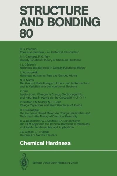 Cover for J a Alonso · Chemical Hardness - Structure and Bonding (Taschenbuch) [Softcover reprint of the original 1st ed. 1993 edition] (2013)