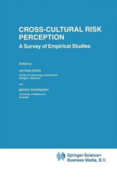 Cover for Ortwin Renn · Cross-Cultural Risk Perception: A Survey of Empirical Studies - Risk, Governance and Society (Taschenbuch) [Softcover reprint of hardcover 1st ed. 2000 edition] (2010)