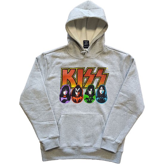 Cover for Kiss · KISS Unisex Pullover Hoodie: Logo, Faces &amp; Icons (Hoodie) [size M] [Grey - Unisex edition]