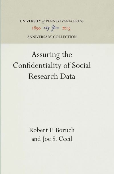 Cover for Robert F. Boruch · Assuring the Confidentiality of Social Research Data (Hardcover Book) (1979)