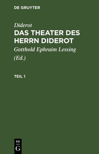 Cover for Gotthold Ephraim Lessing · Diderot (Book) (1901)