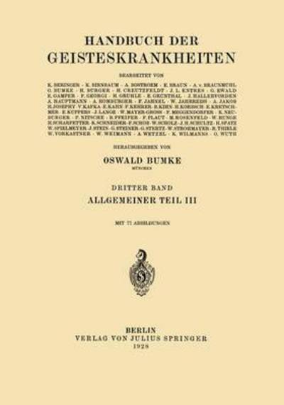 Cover for Oswald Bumke · Allgemeiner Teil: Dritter Teil: Koerperliche Stoerungen (Paperback Book) (1928)