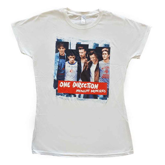 Cover for One Direction · One Direction Ladies T-Shirt: Midnight Memories Strips (Skinny Fit) (T-shirt) [size S] [White - Ladies edition] (2021)