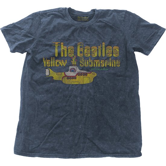 Cover for The Beatles · The Beatles Unisex T-Shirt: Yellow Submarine Nothing Is Real Snow Wash (Wash Collection) (T-shirt) [size S] [Blue - Unisex edition]