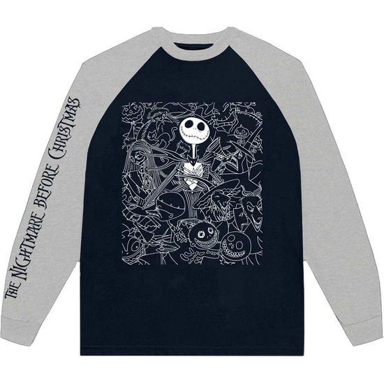 Cover for Nightmare Before Christmas - The · The Nightmare Before Christmas Unisex Raglan T-Shirt: Jack Crowd (Navy Blue &amp; Grey) (Embellished) (T-shirt) [size S] (2024)