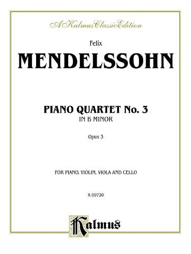 Cover for Felix Mendelssohn · Mendelssohn Piano Quartets Op 3 (Spiral Book) [Kalmus edition] (1985)