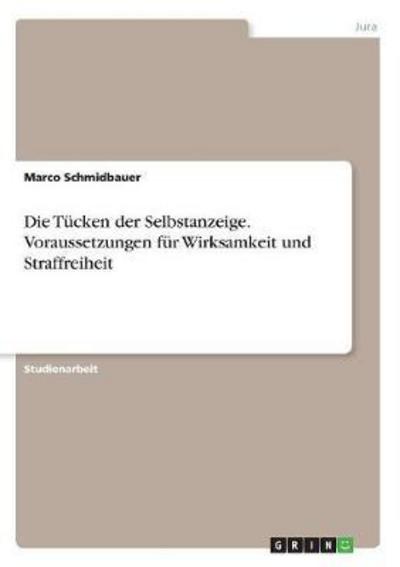 Die Tücken der Selbstanzeig - Schmidbauer - Livros -  - 9783668089617 - 20 de novembro de 2015