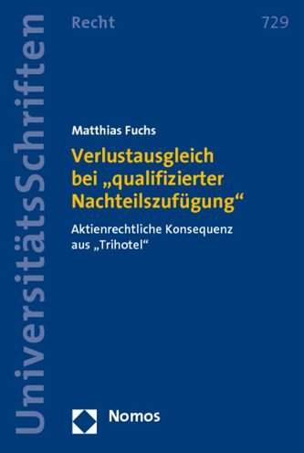 Cover for Matthias Fuchs · Verlustausgleich Bei 'Qualifizierter Nachteilszufugung (Paperback Book) (2011)