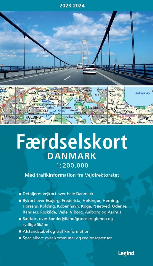Cover for Færdselskort Danmark 2023-2024 (Spiralbok) [34. utgave] (2022)