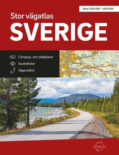 Cover for Kartförlaget · Stor vägatlas Sverige : skala 1:250 000/1:400 000 (Spiral Book) (2024)