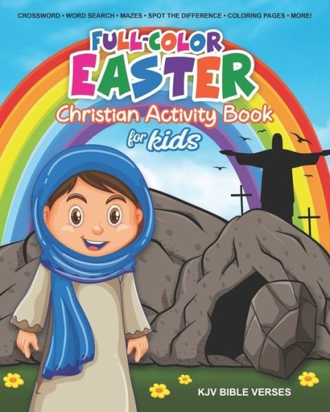 Cover for Kreative on the Brain · Full-Color Easter Christian Activity Book for Kids: KJV Bible Verses Crossword Puzzles, Word Search, Mazes, Spot the Difference, Coloring Pages, Secret Code, and More! (Pocketbok) (2020)