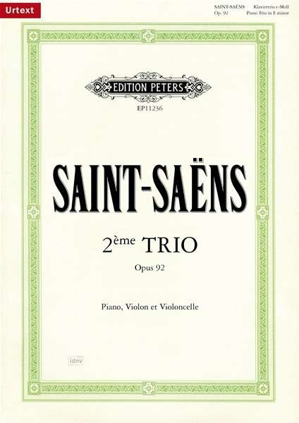 Cover for Saint-Saens · Piano Trio No. 2 in E Minor Op.92 (Partitur) (2011)