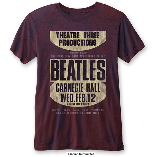 The Beatles Unisex T-Shirt: Carnegie Hall (Burnout) - The Beatles - Koopwaar - Apple Corps - Apparel - 5055979981619 - 