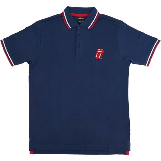Cover for The Rolling Stones · Rolling Stones Classic Logo Navy Polo Shirt (T-shirt) [size XL] [Blue - Unisex edition] (2020)