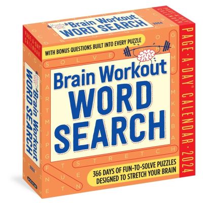 Cover for Workman Calendars · Brain Workout Word Search Page-A-Day Calendar 2024: 366 Days of Fun-to-Solve Puzzles Designed to Stretch Your Brain (Calendar) (2023)