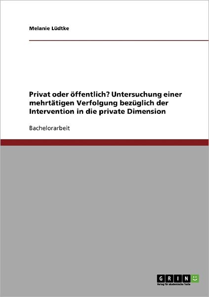 Cover for Lüdtke · Privat oder öffentlich? Untersuc (Book) [German edition] (2013)