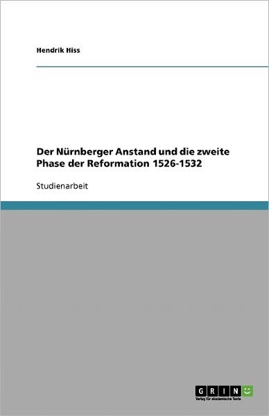 Cover for Hiss · Der Nürnberger Anstand und die zwe (Book) [German edition] (2013)
