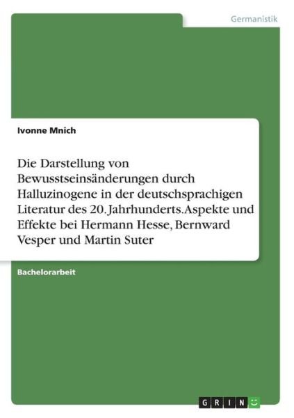 Cover for Mnich · Die Darstellung von Bewusstseinsä (Book)