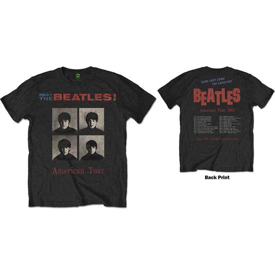 The Beatles Unisex T-Shirt: American Tour 1964 (Back Print) - The Beatles - Merchandise - Apple Corps - Apparel - 5055979967620 - 12. desember 2016