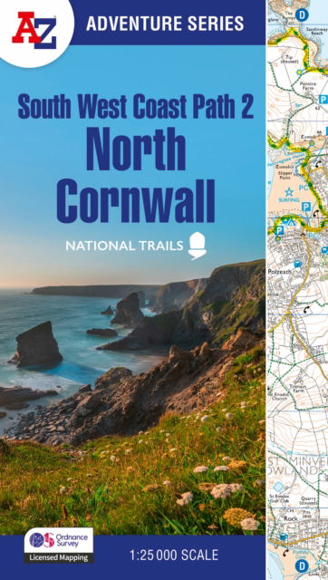 Cover for A-Z Maps · South West Coast Path 2 – North Cornwall: With Ordnance Survey Mapping - A -Z Adventure Series (Paperback Book) [5 Revised edition] (2025)