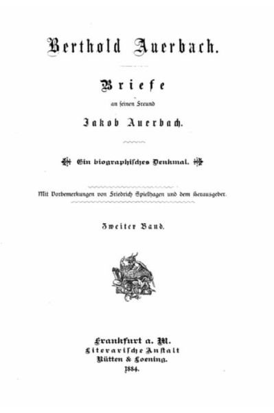 Cover for Berthold Auerbach · Briefe an seinen Freund Jakob Auerbach (Paperback Book) (2016)