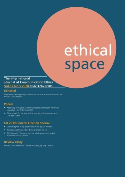 Cover for Richard Lance Keeble · Ethical Space Vol.17 Issue 1 (Taschenbuch) (2020)