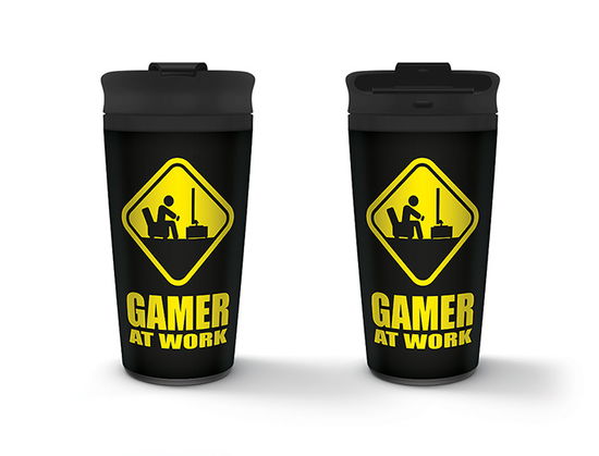 Cover for Mokken · Gamer At Work - Panneau D'Avertissement Mug Transportable En Metal 450Ml (N/A)