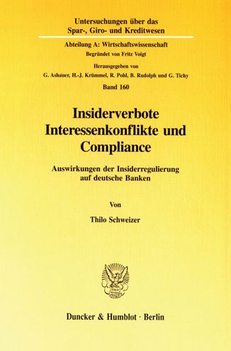 Cover for Schweizer · Insiderverbote, Interessenkon (Book) (1996)